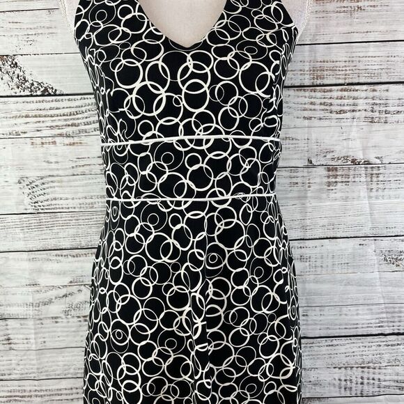 AB Studio Halter Dress size 6 Black White Circles Wedding Guest Beach Vacation - Picture 7 of 15